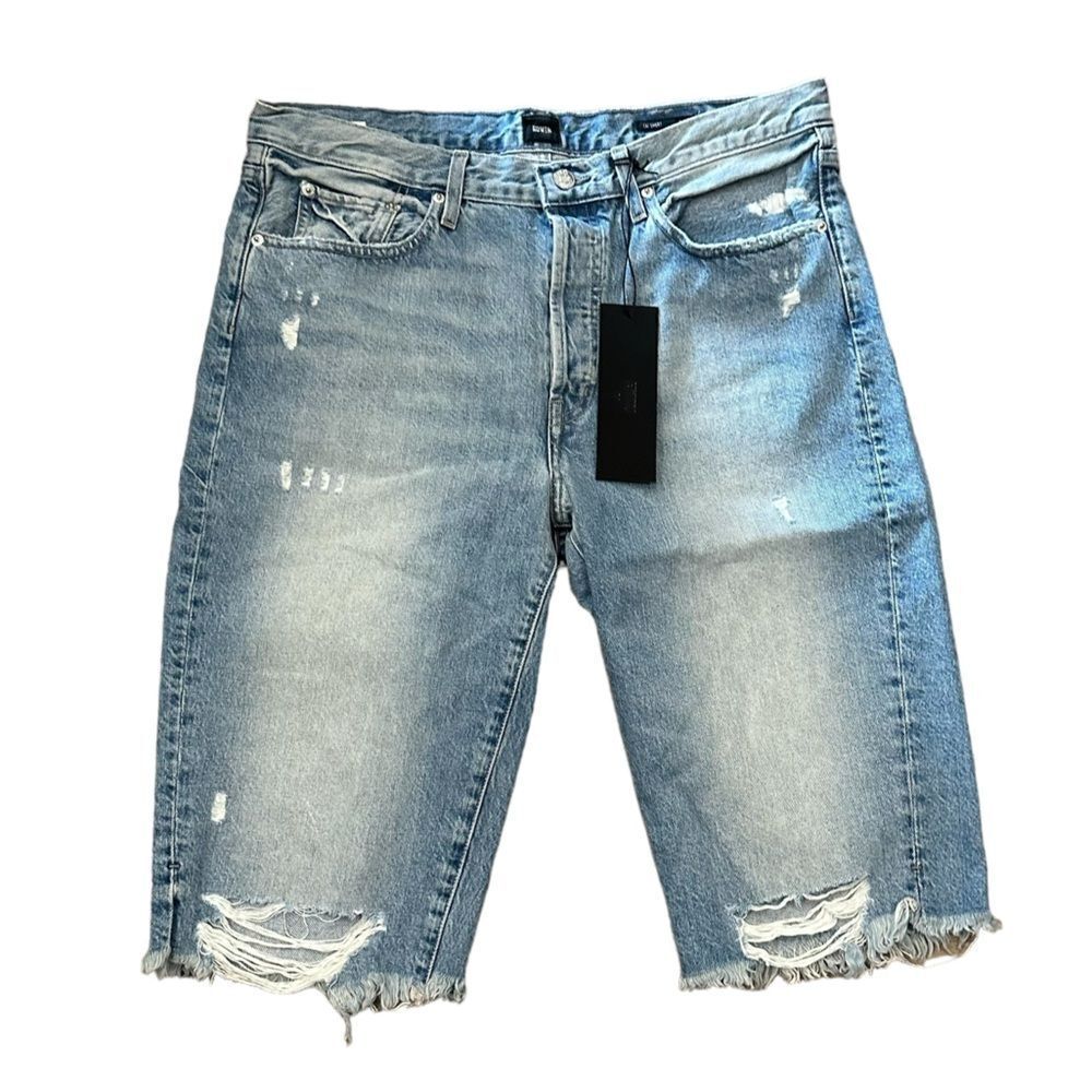 Edwin Anthropologie Cut Off Raw Hem Knee Length Denim Light Wash Relaxed Short
